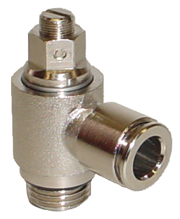Flow regulators, nickel plated brass version, with automatic fitting ONE-WAY VERSION FOR CYLINDER, PARALLEL Fittings and quick-connect couplings
