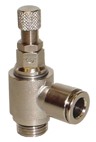 Flow regulators, nickel plated brass version, with automatic fitting ONE-WAY VERSION WITH HANDWHEEL REGULATION, FOR VALVE, PARALLEL Fittings and quick-connect couplings