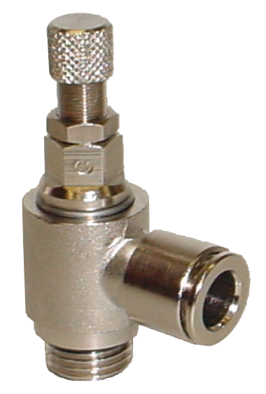 Flow regulators, nickel plated brass version, with automatic fitting BI-DIRECTIONAL VERSION WITH HANDWHEEL REGULATION, PARALLEL Fittings and quick-connect couplings