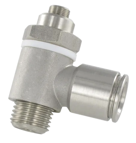 Stainless steel pneumatic fittings ONE-WAY FLOW REGULATOR, PARALLEL THREAD, FOR CYLINDER