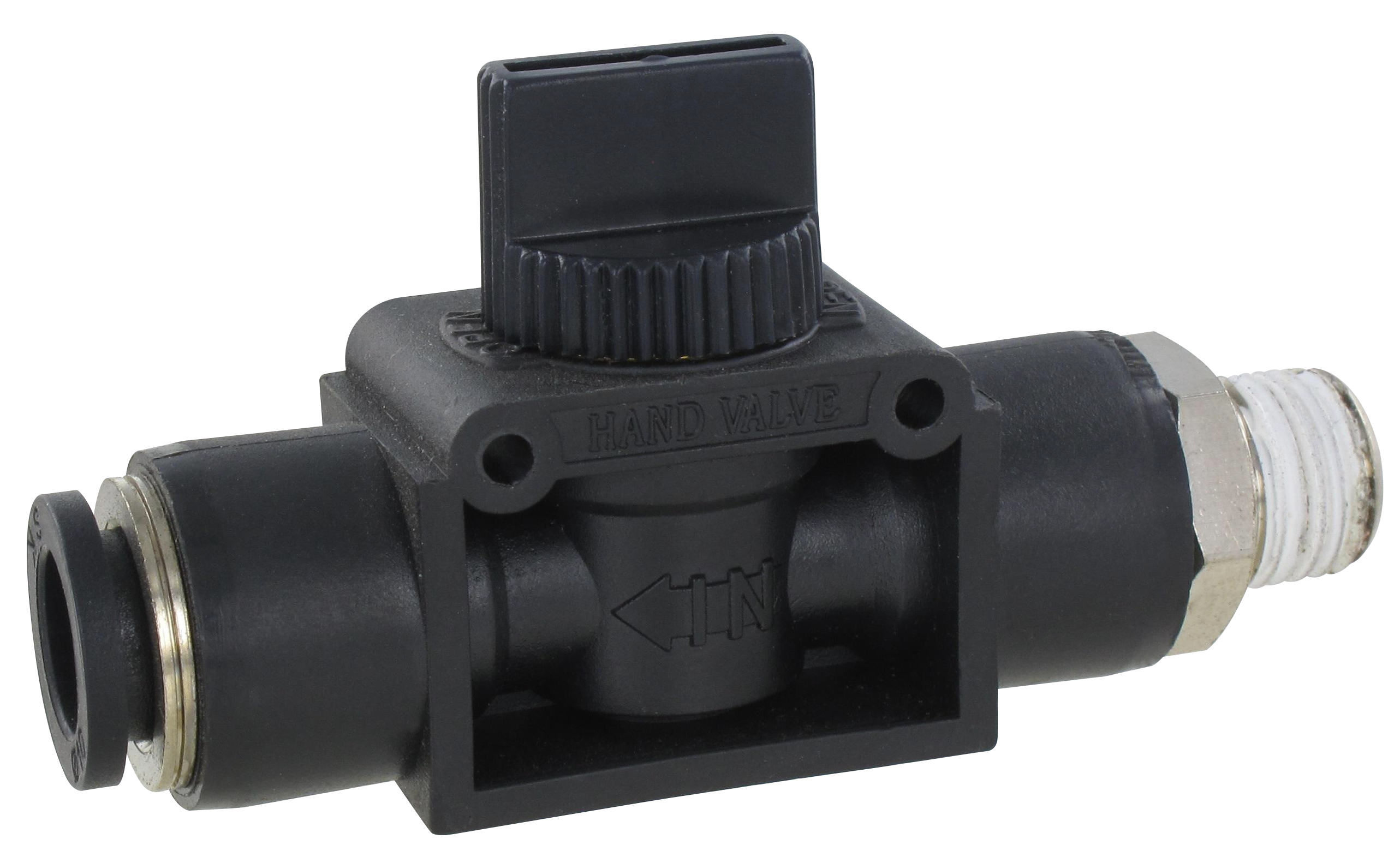 Mini 3/2 hand control valves in technopolymer BSP THREADED WITH PUSH-IN CONNECTION Fittings and quick-connect couplings
