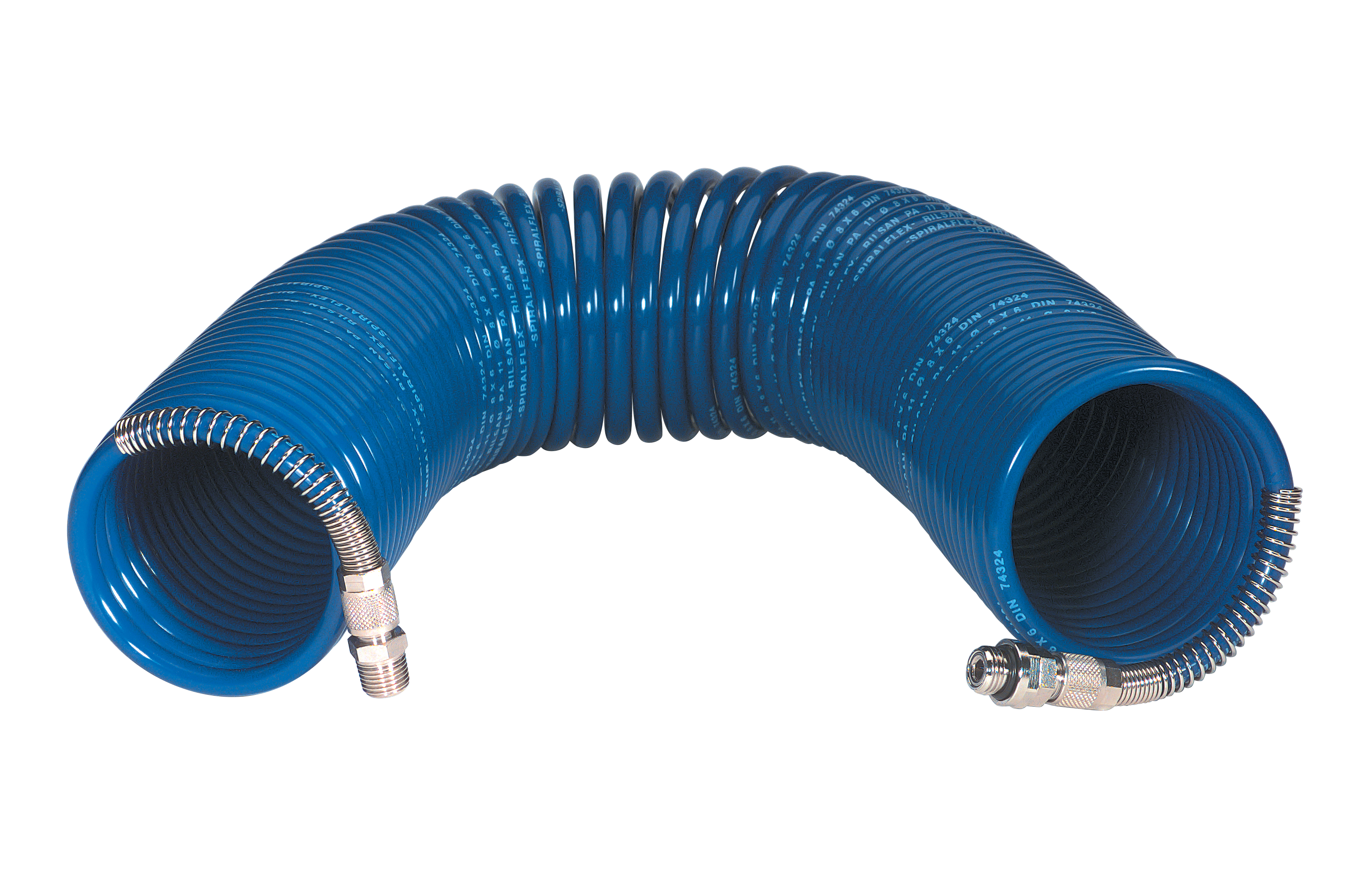 Polyamide spiral hoses equipped with 2 male threaded fi ttings