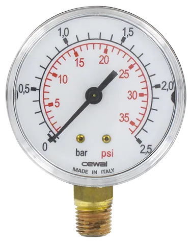 DRY PRESSURE GAUGES, PLASTIC CASING, RADIAL CONNECTION Pneumatic components