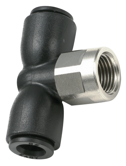 Implantation’s fittings SWIVEL FEMALE T FITTING, PARALLEL Fittings and quick-connect couplings